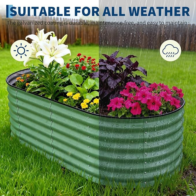 GarveeLife 2 Pcs Raised Garden Beds Outdoor 6x3x2 ft - Galvanized Steel Planter Box for Vegetables, Flowers, Rust-Resistant Garden Box, Easy Assembly Raised Beds, Durable Planters for Outdoor Plants