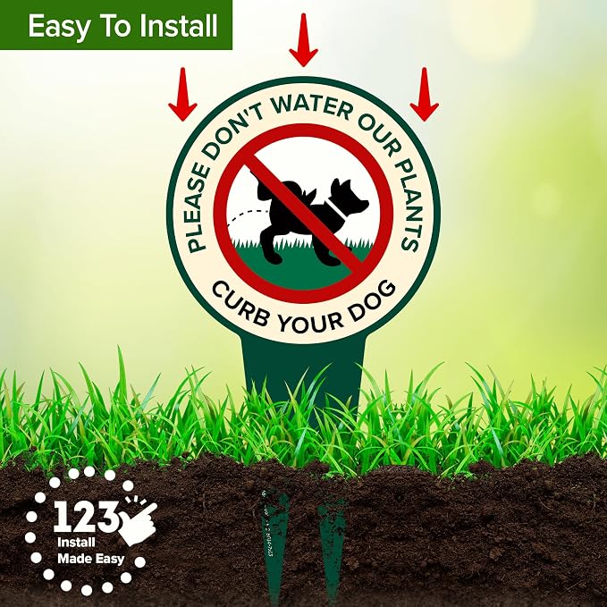 Please Don't Water Our Plants, Curb Your Dog - Funny Sign, 7"x13" Inches, Heavy Duty Integrated Ground Stakes, Indoor/Outdoor Use, Rust Free Aluminum Composite, Made in USA by My Sign center