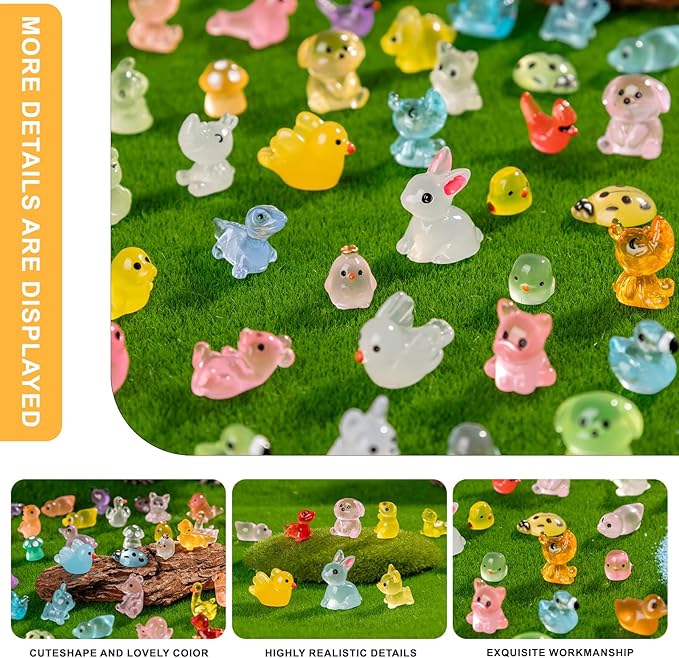 250 pcs Mini Resin Animals Many Styles Variety Tiny Animals Figures Miniature Little Small Animal Figurines Bulk for Micro Fairy Garden Landscape Accessories Hide Crafts Decor Aquarium