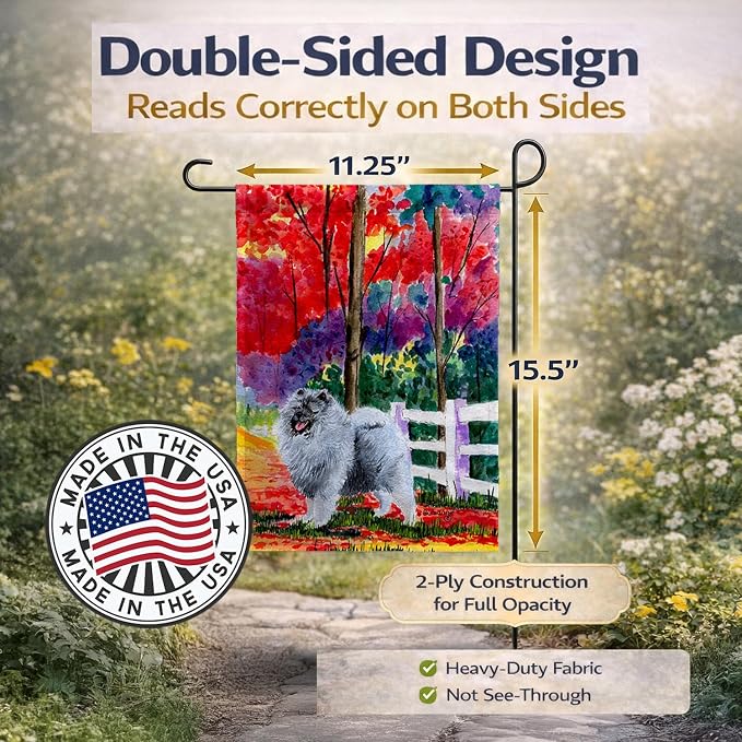 Caroline's Treasures SS8432GF Keeshond Garden Flag Mailbox Flag Decorative Yard Flag Banner Outside Patio Artwork Yard Flower Beds, Garden Size, Multicolor