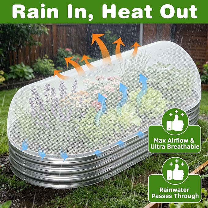 2 Pack Garden Netting for 6x3FT Raised Beds, Ultra-Fine Mesh Plant Covers with Drawstring&10 Clips, Bird, Pest & Small Animal Barrier for Protecting Vegetables, Fruits & Flowers