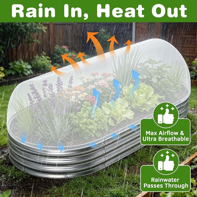 2 Pack Garden Netting for 4x2FT Raised Beds, Ultra-Fine Mesh Plant Covers with Drawstring&10 Clips, Bird, Pest & Small Animal Barrier for Protecting Vegetables, Fruits & Flowers