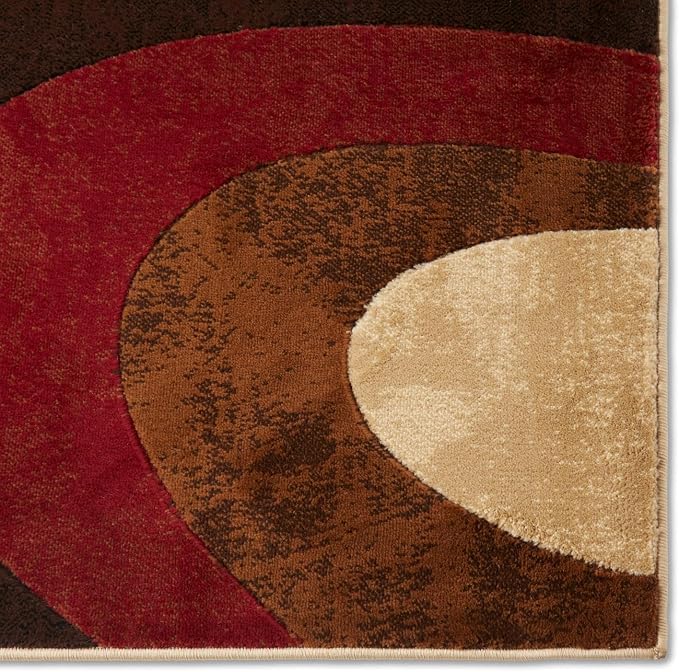 Home Dynamix Tribeca Slade Modern Runner Rug, Abstract Brown/Red 26"x12'