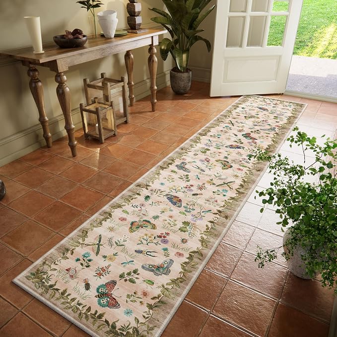 Machine Washable Hallway Runner Rugs: 2'x10' Kitchen Runner Stain Resistant Non Slip Low Pile Soft Carpet Runners for Hallways Indoor Entryway Kitchen Laundry Room Bedroom Bathroom Farmhouse