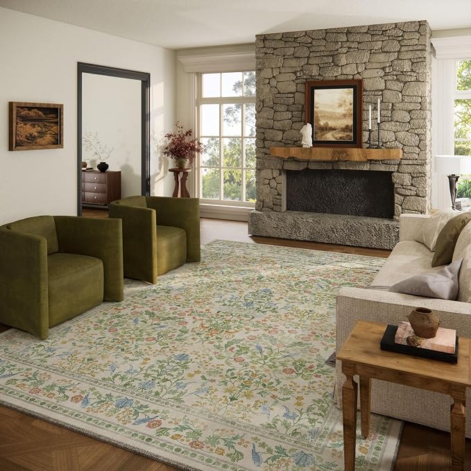 10x12 Area Rugs for Living Room: Washable Rug Stain Resistant Non Slip Low Pile Ultra Soft Faux Wool Lightweight Large Rugs for Bedroom Dining Room Under Table Rug Nursery Farmhouse Home Office Indoor