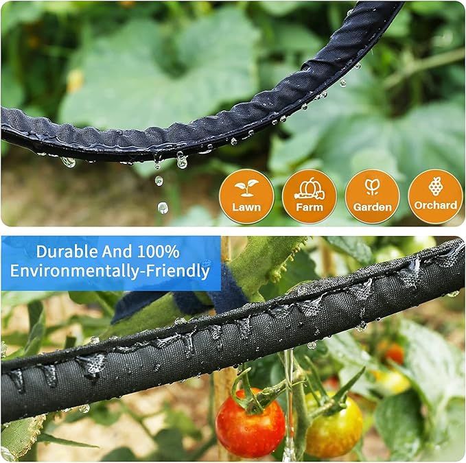Hlinker 2026 Flat Soaker Hose 15 ft with Stake for Garden, Linkable Drip Hose Diy Automates Garden Irrigation System Saving 81% Water, Dual-layer Leak-free Design Water Hose with Holes