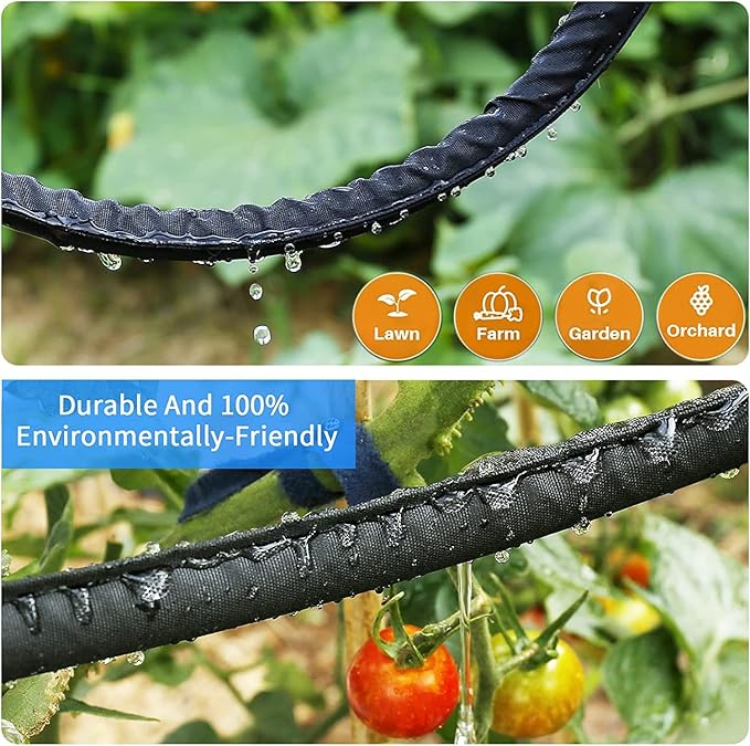 Hlinker 2026 Flat Soaker Hose 50 ft with Stake for Garden, Linkable Drip Hose Diy Automates Garden Irrigation System Saving 83% Water, Dual-layer Leak-free Design Water Hose with Holes