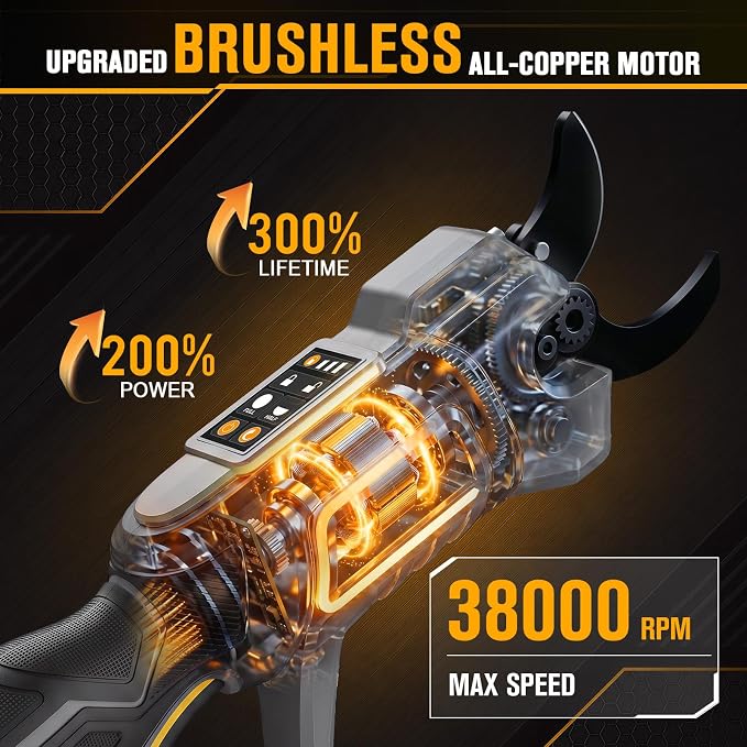 2-3/4" Cordless Pruning Shears Compatible with DeWalt 20V MAX Battery | Brushless Motor Electric Pruner for Gardening , SK5 Non-Stick Blades, Dual Cutting Modes, LED Display (Battery Not Included)