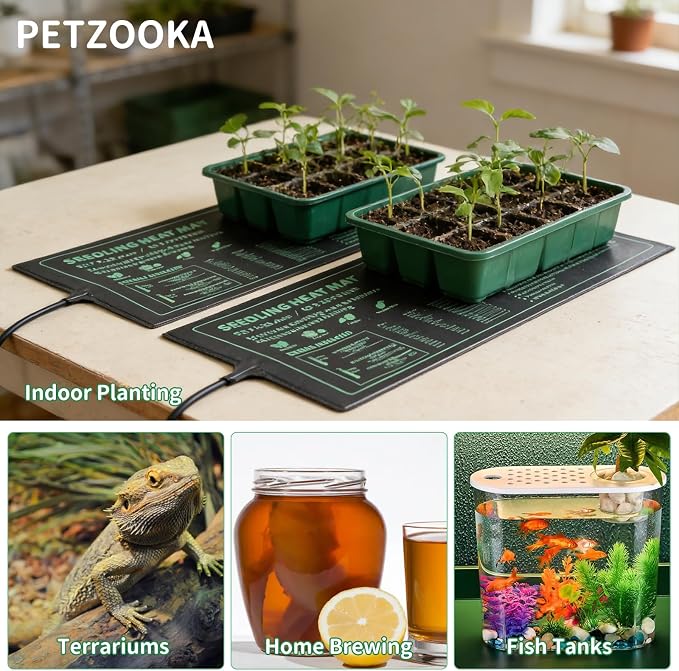 Seedling Heat Mat with Temperature Control Durable Waterproof Plant Heating Pad 10"x 20.75" for Germination, Indoor Gardening, Greenhouse