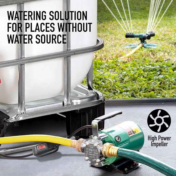 SumpMarine Water Transfer Pump, 115V 330 Gallon Per Hour - Portable Electric Utility Pump with ON/OFF Switch and 6' Water Hose Kit - Remove Water From Garden, Hot Tub, Pool, Aquariums