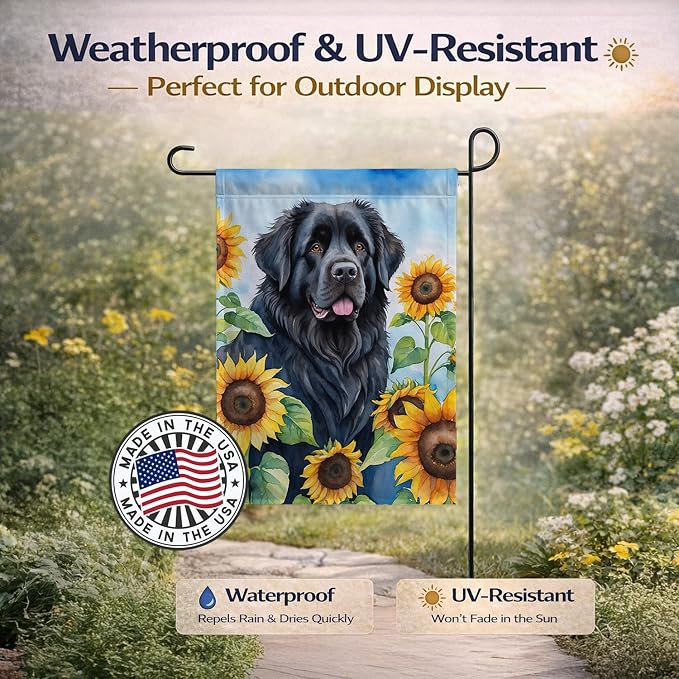 Caroline's Treasures DAC6123GF Newfoundland in Sunflowers Garden Flag Mailbox Flag Decorative Yard Flag Banner Outside Patio Artwork Yard Flower Beds, Garden Size, Multicolor