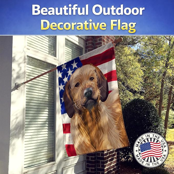 Caroline's Treasures CK6728CHF Styrian Coarse-haired Hound American Flag House Flag Large Porch Sleeve Pole Decorative Outside Yard Banner Artwork Wall Hanging, Polyester, House Size, Multicolor