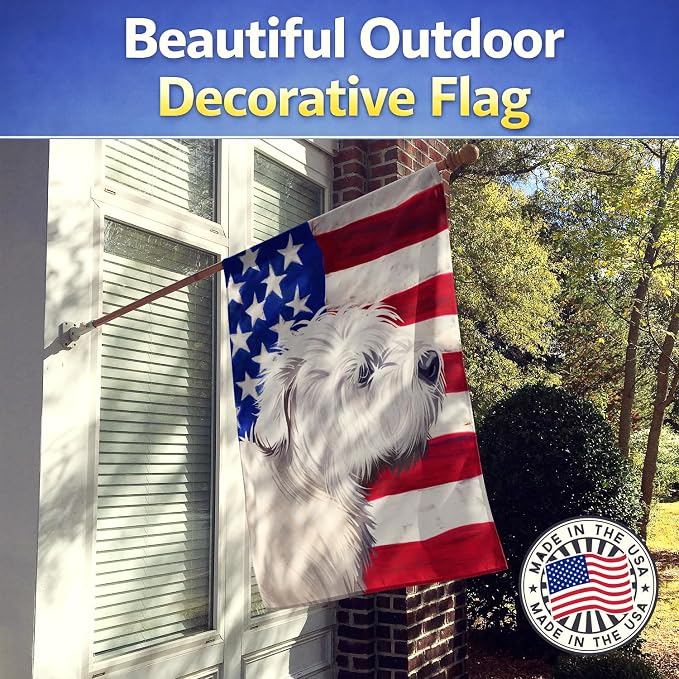 Caroline's Treasures CK6541CHF Glen of Imaal Terrier American Flag House Flag Large Porch Sleeve Pole Decorative Outside Yard Banner Artwork Wall Hanging, Polyester, House Size, Multicolor