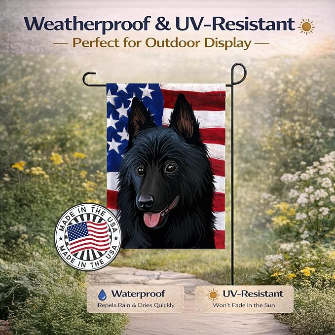 Caroline's Treasures CK6692GF Schipperke Dog American Flag Garden Flag Mailbox Flag Decorative Yard Flag Banner Outside Patio Artwork Yard Flower Beds, Garden Size, Multicolor