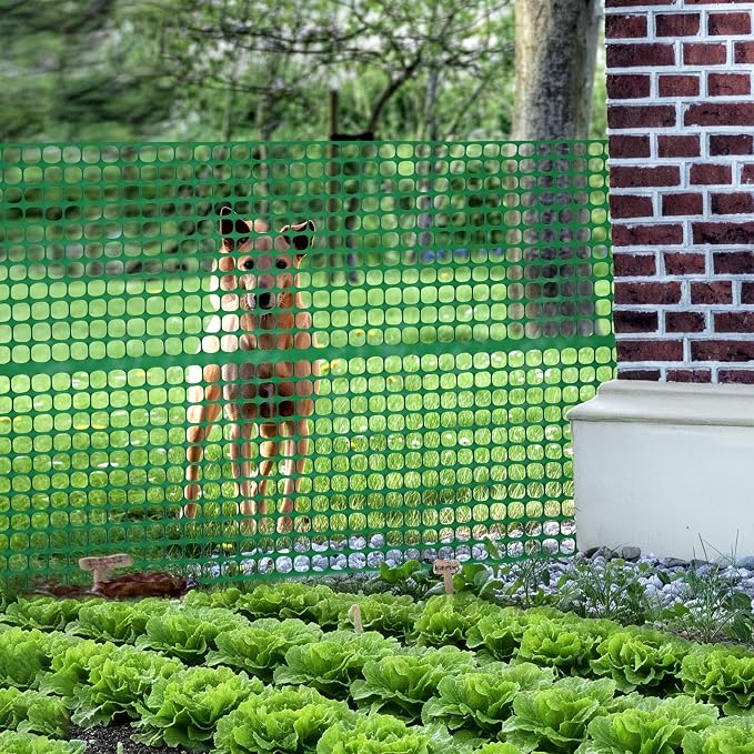 Ohuhu 15LB Heavy Duty Plastic Garden Fence Safety Fence, 4x100 FT Reusable Netting Plastic Mesh Fence Roll, Temporary Fencing for Animal Barrier Pool Fence for Poultry Rabbits Chicken Dogs