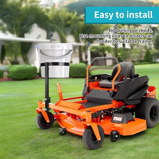 5 Gallon Trash Bucket Holder for Zero Turn Mowers, Zero Turn Bucket Holder, Bucket Storage Holder Mount with Clamp