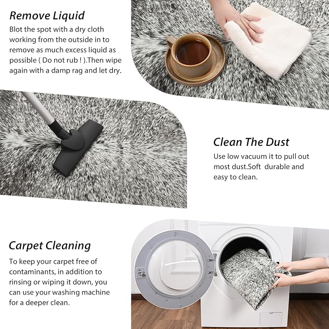 Large Washable Faux Cowhide Rug 6x7 Grey, Modern Farmhouse Animal Skin Area Rugs, Non Slip Cow Print Carpet for Large Living Room Bedroom Office, Vintage Aesthetic Floor Mat