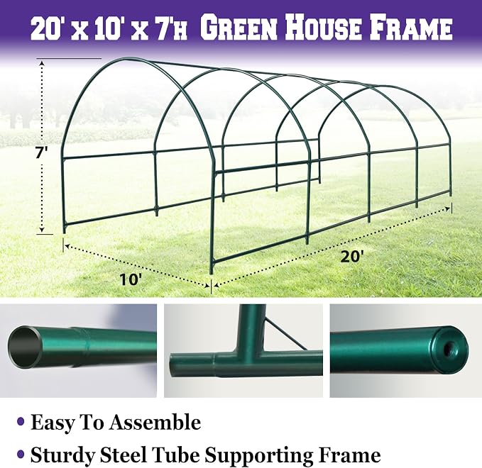 Greenhouse Replacement Frame for 20' X 10' X 7' Larger Hot Garden House , Support Arch Frame Climbing Plants/Flowers/Vegetables (20' X 10' X 7')