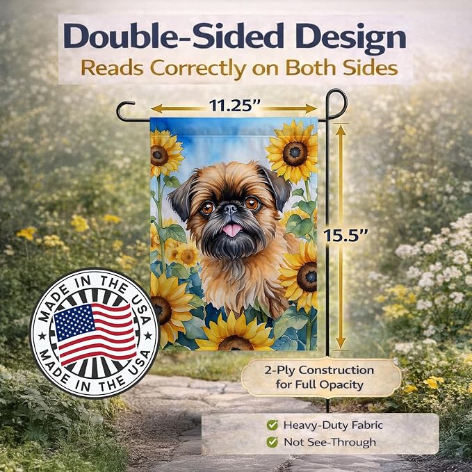 Caroline's Treasures DAC6041GF Brussels Griffon in Sunflowers Garden Flag Mailbox Flag Decorative Yard Flag Banner Outside Patio Artwork Yard Flower Beds, Garden Size, Multicolor