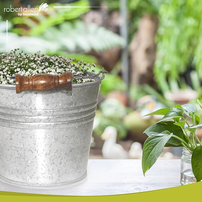Headwind Vintage Collection - 6 Inch Galvanized Banded Planter with Handles – Galvanized Bucket Planter - Decorative Small Planters for Indoor Plants & Outdoor Use by Robert Allen