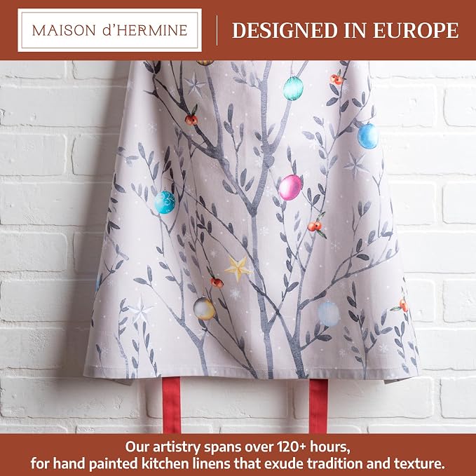 Maison d' Hermine Aprons for women with Pocket 100% Cotton (27.50"x31.50") | Adjustable Neck Strap & long ties Apron Men Chef Wedding Cooking Gardening Server Maid