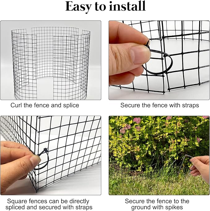 15 Pack Round Plant Protector from Animals, 12'' x 12'' Metal Plant Cages，45Pcs Metal Mesh to Keep Animals Out, Garden Protection Bunny Barricades, Wire Plant Protectors for Rabbits Chicken Duck