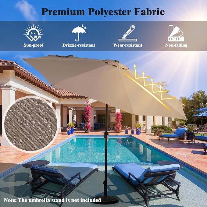 Giantex 10ft Outdoor Patio Umbrella, Market Table umbrella w/Tilt Adjustment and Crank, 180G Polyester, Garden Canopy for Deck Backyard Pool Indoor Outdoor
