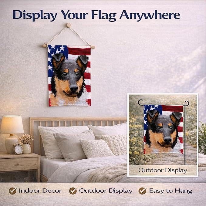Caroline's Treasures CK6492GF Collie Rough Dog American Flag Garden Flag Mailbox Flag Decorative Yard Flag Banner Outside Patio Artwork Yard Flower Beds, Garden Size, Multicolor