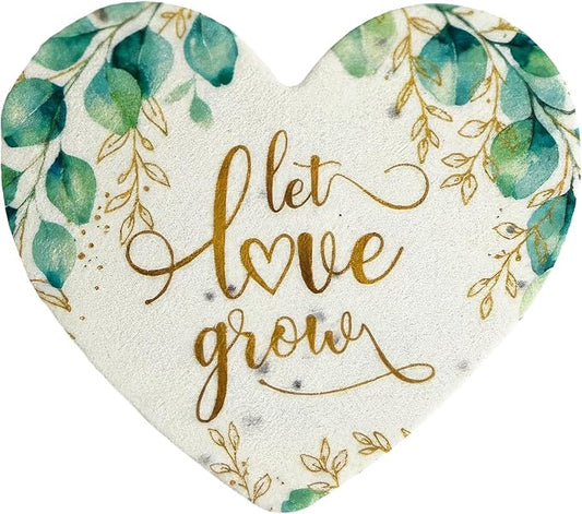 50pcs Large (2.5" h x 2.85" w) Printed Let Love Grow Heart-Shaped Seed Paper – Writable & Plantable Wildflower, Mom's Gift for Birthday, Use for Wedding, Baby Shower, & Heart Party Favors