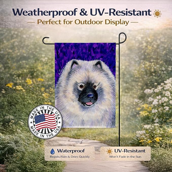 Caroline's Treasures SS8691GF Keeshond Garden Flag Mailbox Flag Decorative Yard Flag Banner Outside Patio Artwork Yard Flower Beds, Garden Size, Multicolor