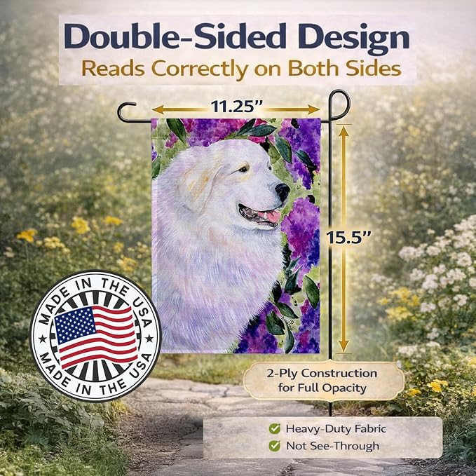 Caroline's Treasures SS8474GF Great Pyrenees Garden Flag Mailbox Flag Decorative Yard Flag Banner Outside Patio Artwork Yard Flower Beds, Garden Size, Multicolor