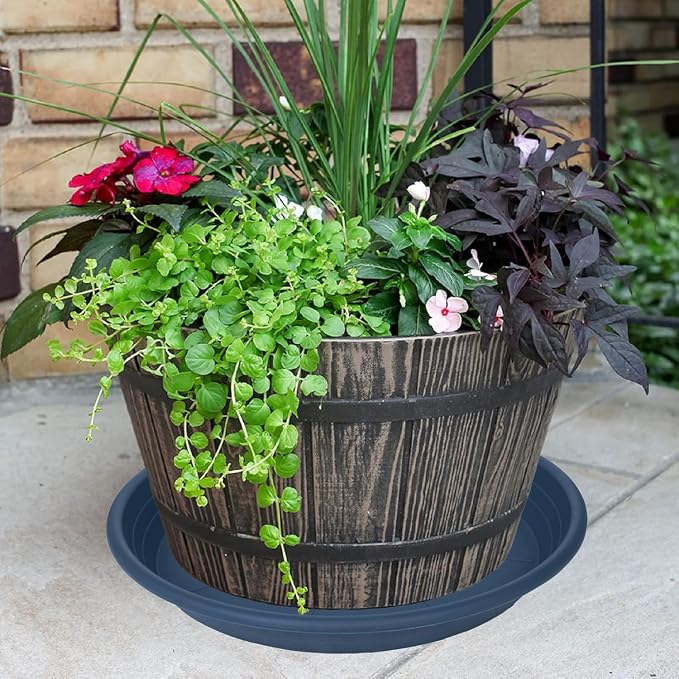 2 Pack of 19 inch Plant Saucer, Large Plant Tray, Heavy Sturdy Plant Drainage Tray for Indoors, Bird Bath Bowls, Sturdy 18 inch Plastic Pot Tray for Planter (Blue)