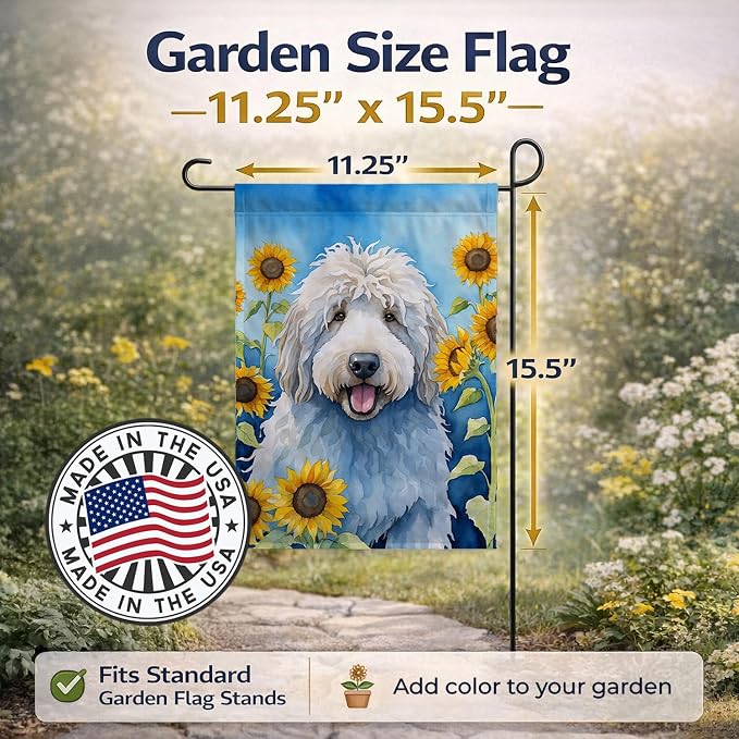 Caroline's Treasures DAC6107GF Komondor in Sunflowers Garden Flag Mailbox Flag Decorative Yard Flag Banner Outside Patio Artwork Yard Flower Beds, Garden Size, Multicolor