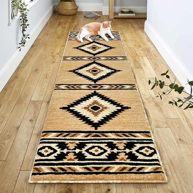 YHSF Southwestern Area Rug - Anti Static & Washable - Berber, 2 ft x 7 ft | Soft Native American Tribal Floor Rugs for Living Room, Bedroom, Hallways, and More - Easy-to-Clean Home Decors
