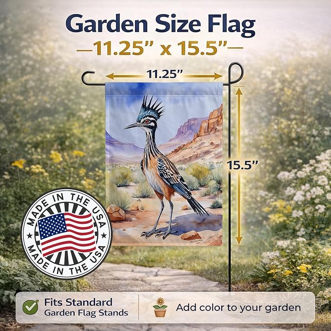 Caroline's Treasures New Mexico Greater Roadrunner Garden Flag Mailbox Flag Decorative Yard Flag Banner Outside Patio Artwork Yard Flower Beds, Garden Size, Multicolor