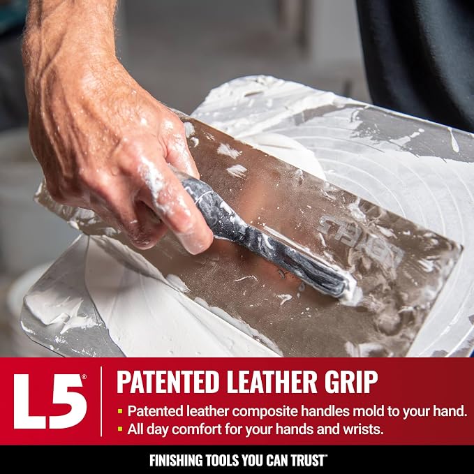 LEVEL5 14" x 4.75" 0.7 MM Flat Drywall Trowel | Triple-Hardened Stainless Steel, High-Impact Handle | Sheetrock Gyprock Wall-Board Plasterboard | 4-962