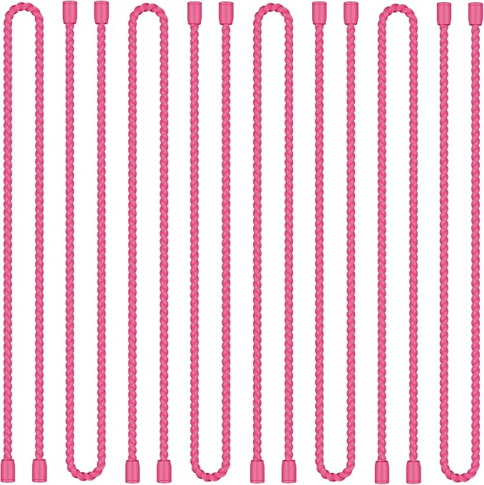 8PCS 18-Inch Silicone Cable Ties, Bendable Rubber Twist Ties, Reusable Twist Ties for Cords, gear ties for Organizing, Bundling (Pink)