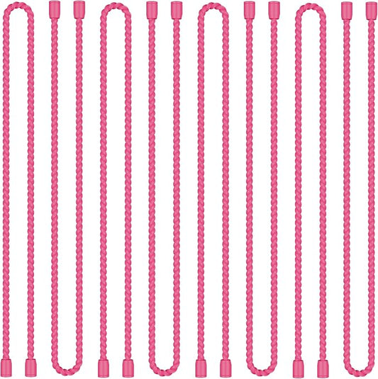 8PCS 18-Inch Silicone Cable Ties, Bendable Rubber Twist Ties, Reusable Twist Ties for Cords, gear ties for Organizing, Bundling (Pink)