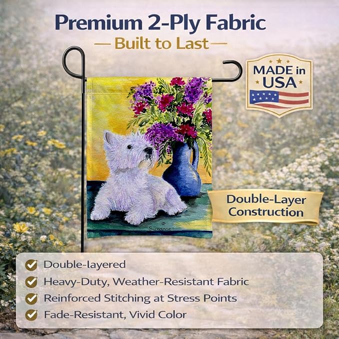 Caroline's Treasures SS8301GF Westie Garden Flag Mailbox Flag Decorative Yard Flag Banner Outside Patio Artwork Yard Flower Beds, Garden Size, Multicolor