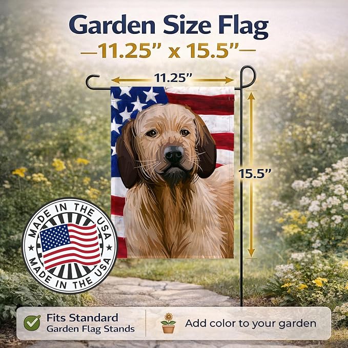 Caroline's Treasures CK6728GF Styrian Coarse-haired Hound American Flag Garden Flag Mailbox Flag Decorative Yard Flag Banner Outside Patio Artwork Yard Flower Beds, Garden Size, Multicolor