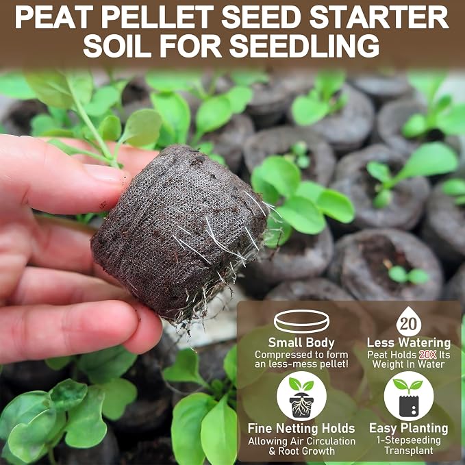 Legigo 100 Pcs 40mm Seed Starter Peat Pellets Pods for Seedlings- Compressed Seed Starting Pellets Seed Starter Pods Plugs Soil Peat Pods for Starting Seeds, Garden Planting Herb Flower Vegetables