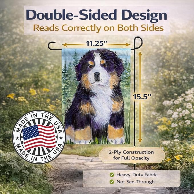 Caroline's Treasures SS8861GF Bernese Mountain Dog Garden Flag Mailbox Flag Decorative Yard Flag Banner Outside Patio Artwork Yard Flower Beds, Garden Size, Multicolor