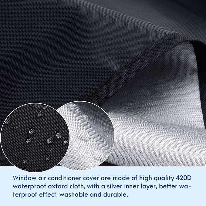 KylinLucky Window Air Conditioner Cover for Outside 21.5 x 16 x 15 inches | AC Cover with Water-Resistant Oxford Top, UV Resistant, Dust Protection, Black