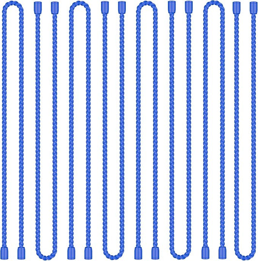 8PCS 18-Inch Silicone Cable Ties, Bendable Rubber Twist Ties, Reusable Twist Ties for Cords, gear ties for Organizing, Bundling (Blue)