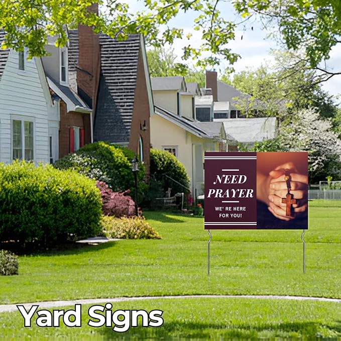 Need Prayer We’re Here for You! Yard Sign by DC | 24"x18" Double Sided Church Garden Sign with 13” Metal Stakes | Outdoor Signs Waterproof for Lawn, Patio, Sidewalk & House | Set of 3 | Made in USA