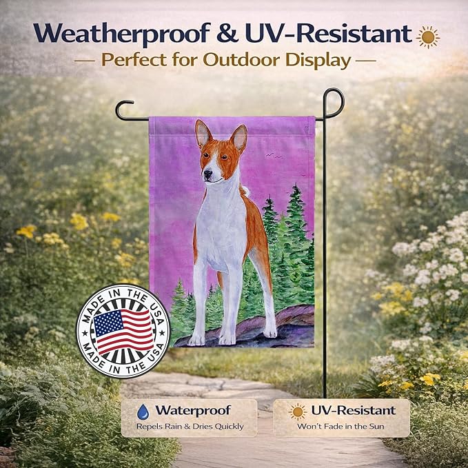 Caroline's Treasures SS8611GF Basenji Garden Flag Mailbox Flag Decorative Yard Flag Banner Outside Patio Artwork Yard Flower Beds, Garden Size, Multicolor