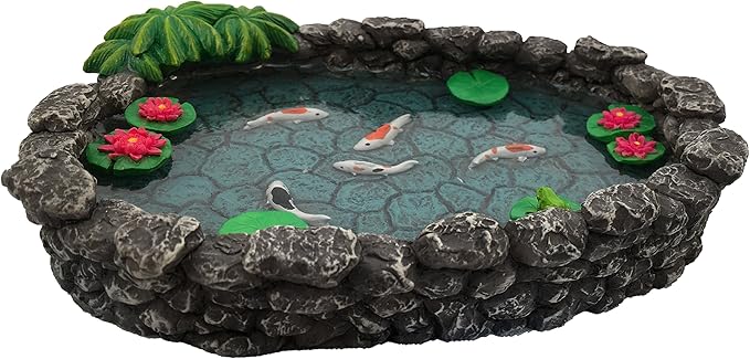 GlitZGlam KOI Miniature Pond for Fairy Garden - Enchanted Garden Accessories