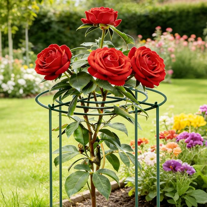 4pack Peony Cages and Supports, 24 x 32 Inch Four Legs Peony Cage, Heavy-Duty Peonies Support Cages, Peony Ring for Roses, Hydrangeas, Sage, Peonies, Cucumbers, Tomato
