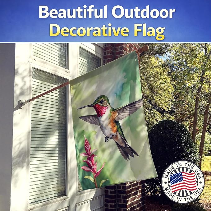 Caroline's Treasures Calliope Hummingbird House Flag Large Porch Sleeve Pole Decorative Outside Yard Banner Artwork Wall Hanging, Polyester, House Size, Multicolor