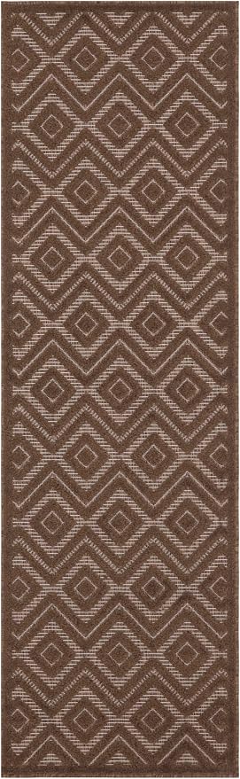 Nourison Home Versatile Brown 2' x 6' Area Rug - Easy Clean, Non Shedding, Bed Room, Living Room, Dining Room, Kitchen (6' Runner)